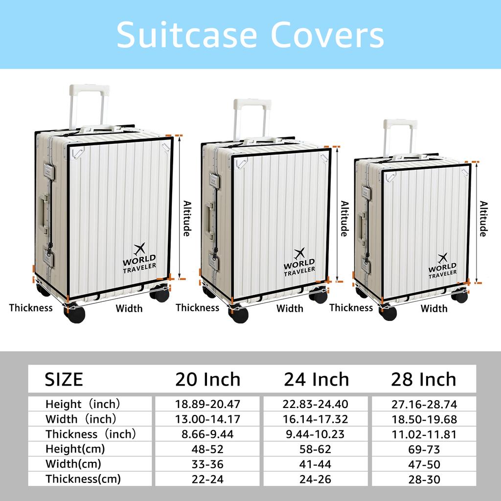 3Pcs Transparent Luggage Protector Covers PVC Dustproof Suitcase Covers 3 Size Anti Scratch Waterproof Luggage Cover for Travel