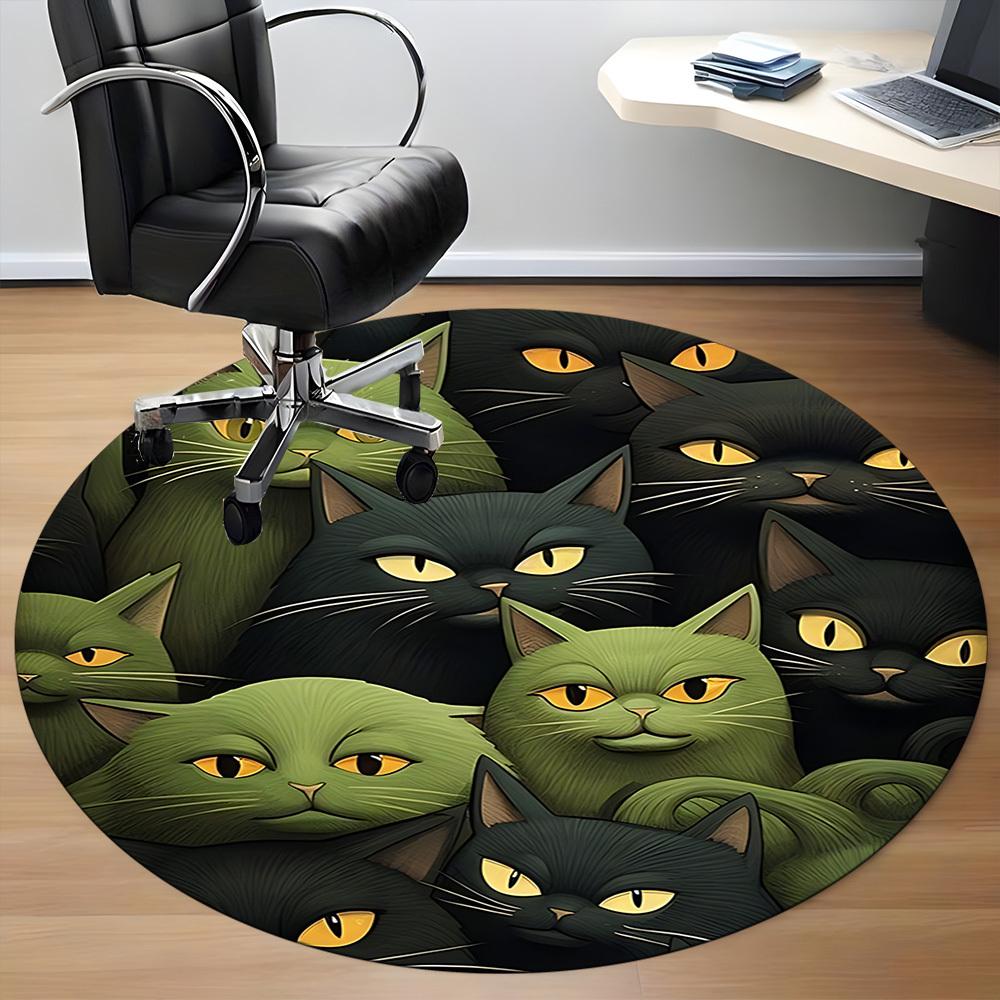 1pc Cat Pattern Office Round Area Rug, Indoor Mat Suitable ForOffice, Under Office Chairs Bedroom Living Room Home Decor, Room Deco,  n74