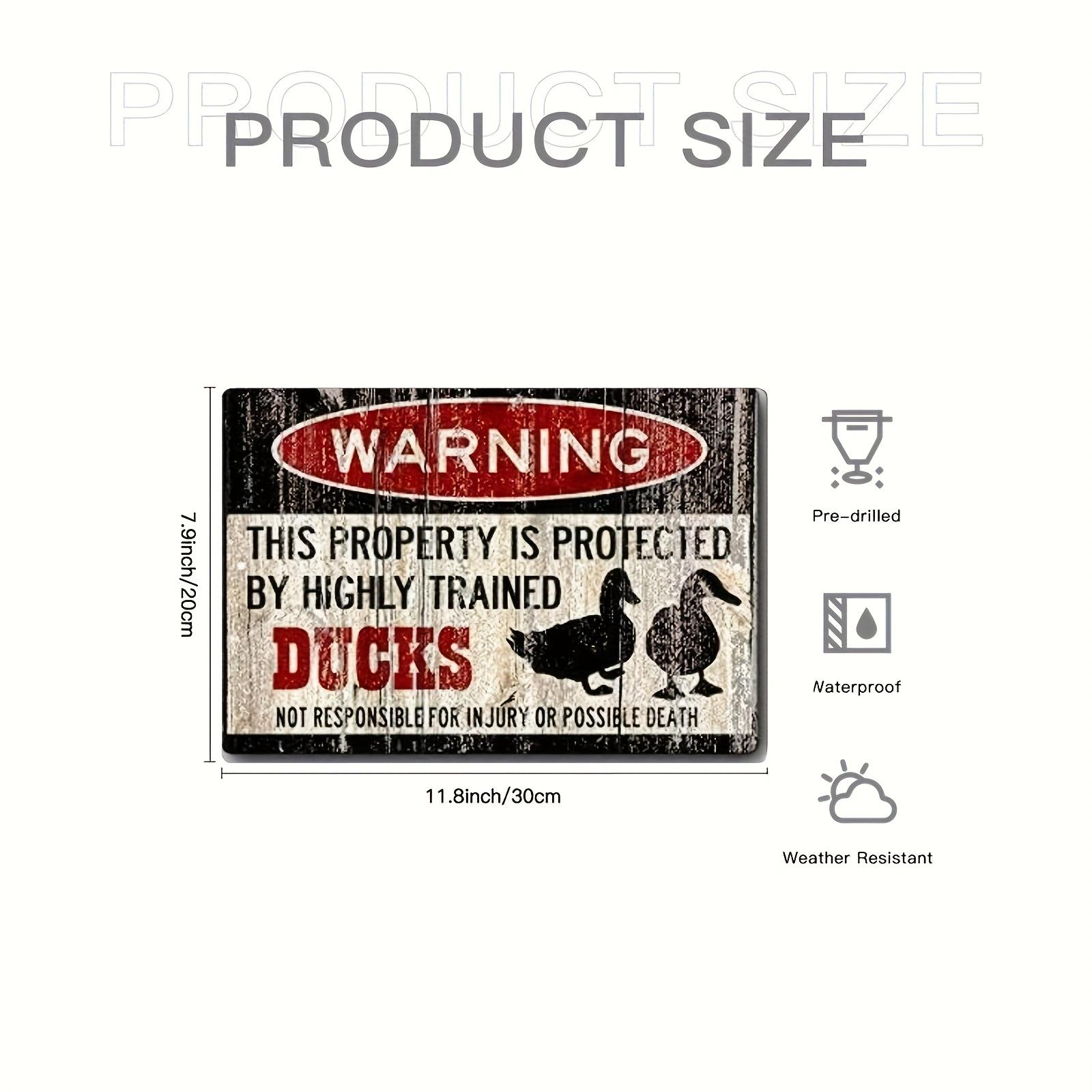 

D Flat Iron Duck Caution Sign Guarded by Expert Ducks Silhouettes xcm Humorous Home Decor for Duck Lovers 20x30cm（7.8x11.8inch）