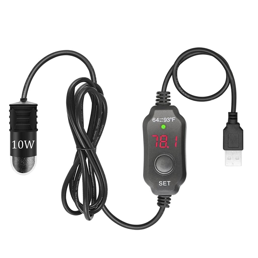 10W Mini-Aquarienheizer für kleines Aquarium Konstanter Temperaturheizer mit Digitalanzeige Einstellbarer 5V/2A USB-Heizstab