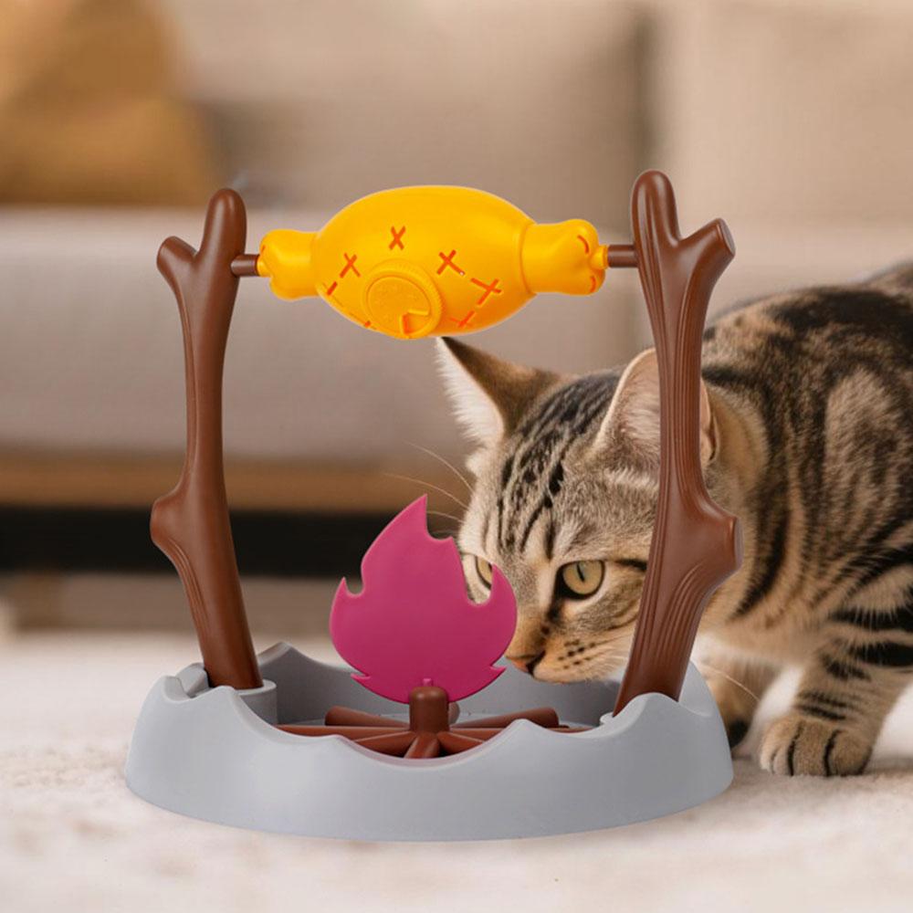 Cat Barbecue Rolling Treat Dispenser Toy, IQ Development Automatic Feeder, Sniff Training Pet Supplies for Cats