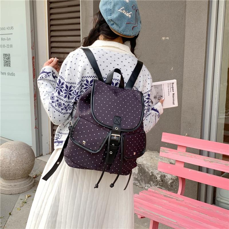 Schoolbag polka dot backpack 1011 new ins niche design drawstring schoolbag casual backpack Korean version tide