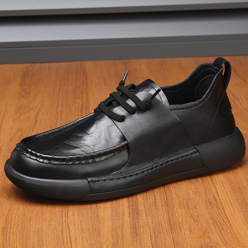

Leather breathable men s shoes 2025 spring and summer new soft-faced thick-soled versatile men s hollowed-out casual leather shoes men 38