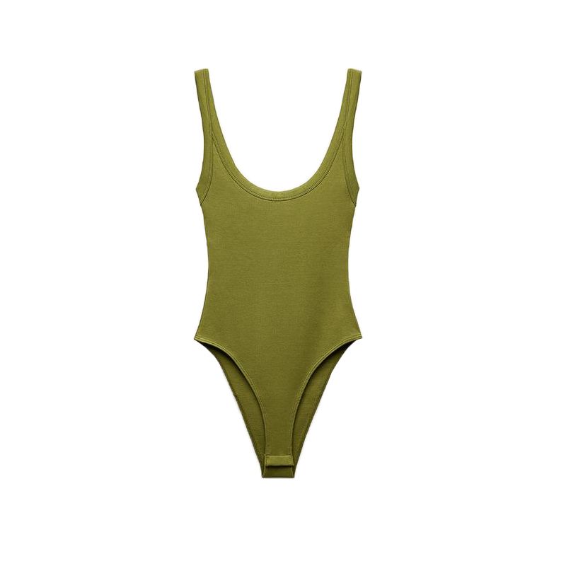 Early Autumn New Arrival Bottoming T-shirt Vest Women's Fashion Casual round Neck Wide Band Rib Jumpsuit 4424801