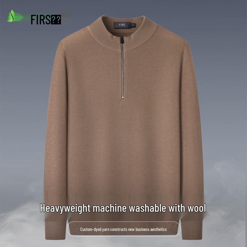 FIRS Men's Wool Blend Mock Neck Pullover Sweater
