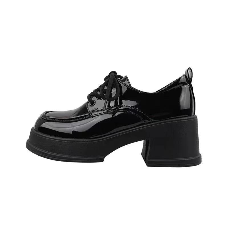Zapatos planos de suela gruesa para mujer, zapatillas Mary Jane de estilo británico, color negro, temporada de verano