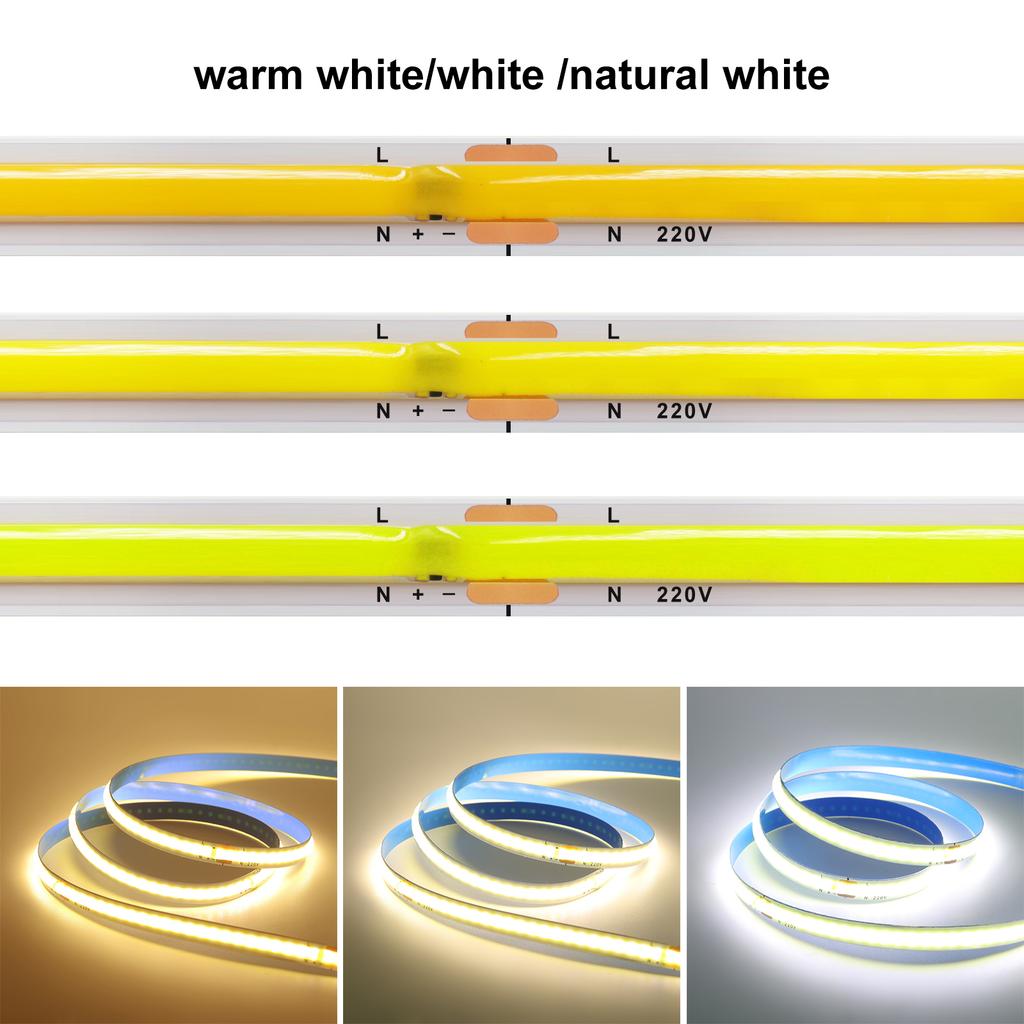 220V COB LED Strip Light No Need Driver 240LEDs/m 5m 10m 15m 20m Linear Light Tape Red/Blue/Green/Pink/White For Home Lighting
