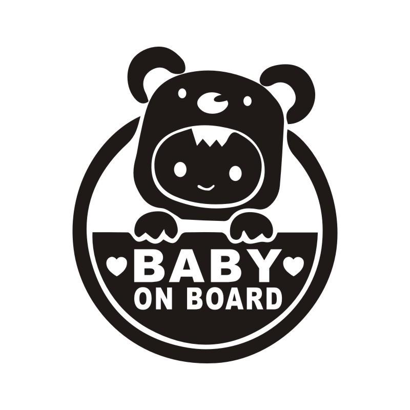 

Reflective BABY ON BOARD Car Window Warning Sticker - Cartoon Design