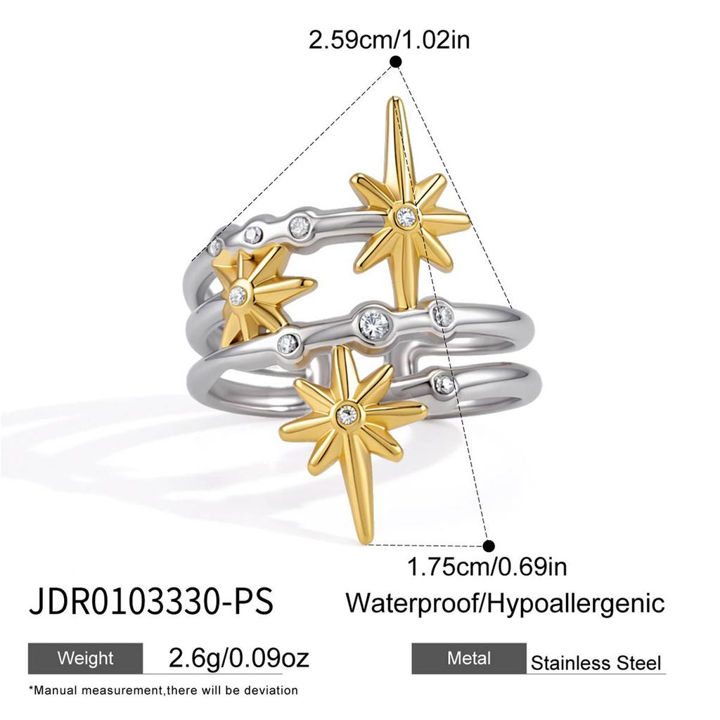 Ins-style high-end feeling female ethnic style ring does not fade zircon ring opening retro ring ring