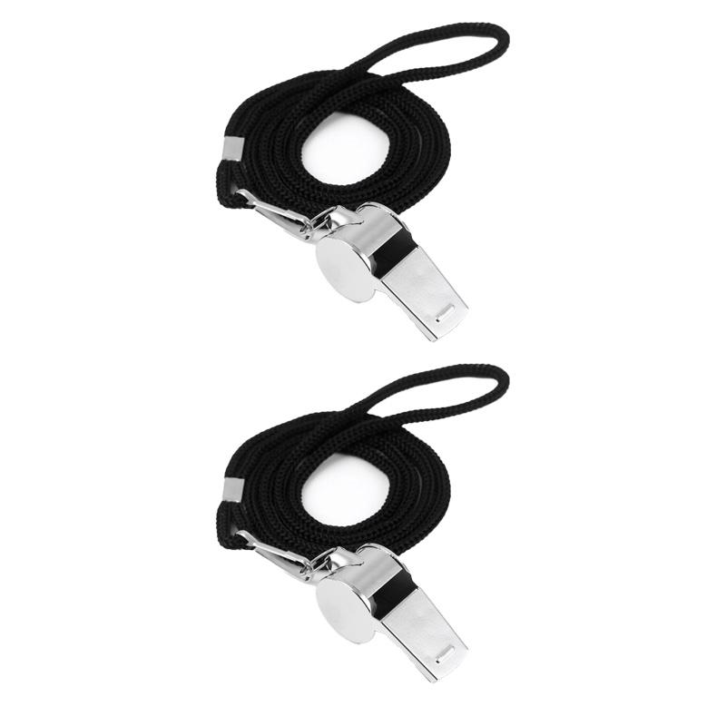 Loud Metal Whistle Professional with Rope Sport Whistle Wear Resistant Portable Stainless Steel Whistles Referee
