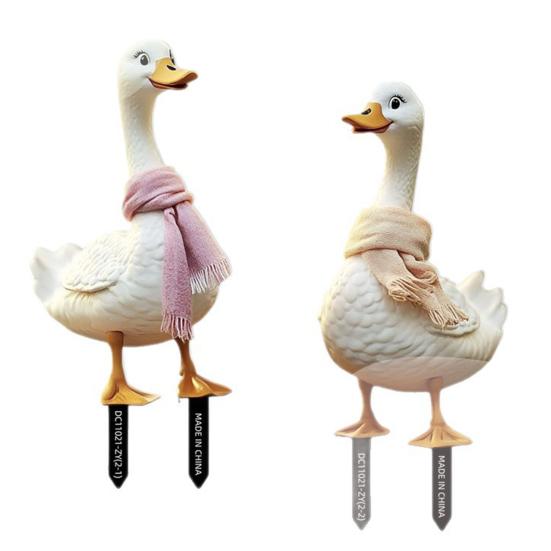 2 Pcs Duck Garden Stakes 2D Cartoon Duck Sign