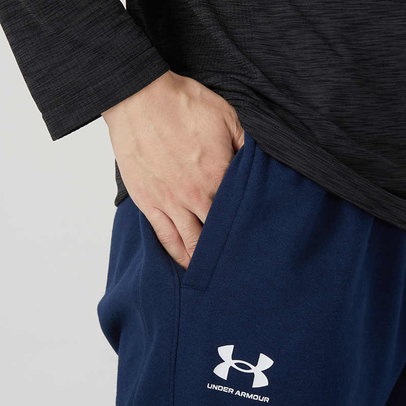 Under Armour Solid Color Slim Fit Sports Crew Neck T-Shirt And Mid Rise Long Pants Casual Sports Set Men Sets 22600307-100+21500737-408