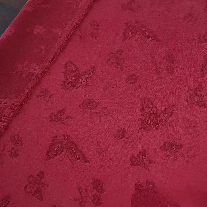 50x148cm Bawełniano-lniana tkanina żakardowa w motyle do szycia DIY sukienki, koszuli, spódnicy, spodni, odzieży, vintage letnia tkanina