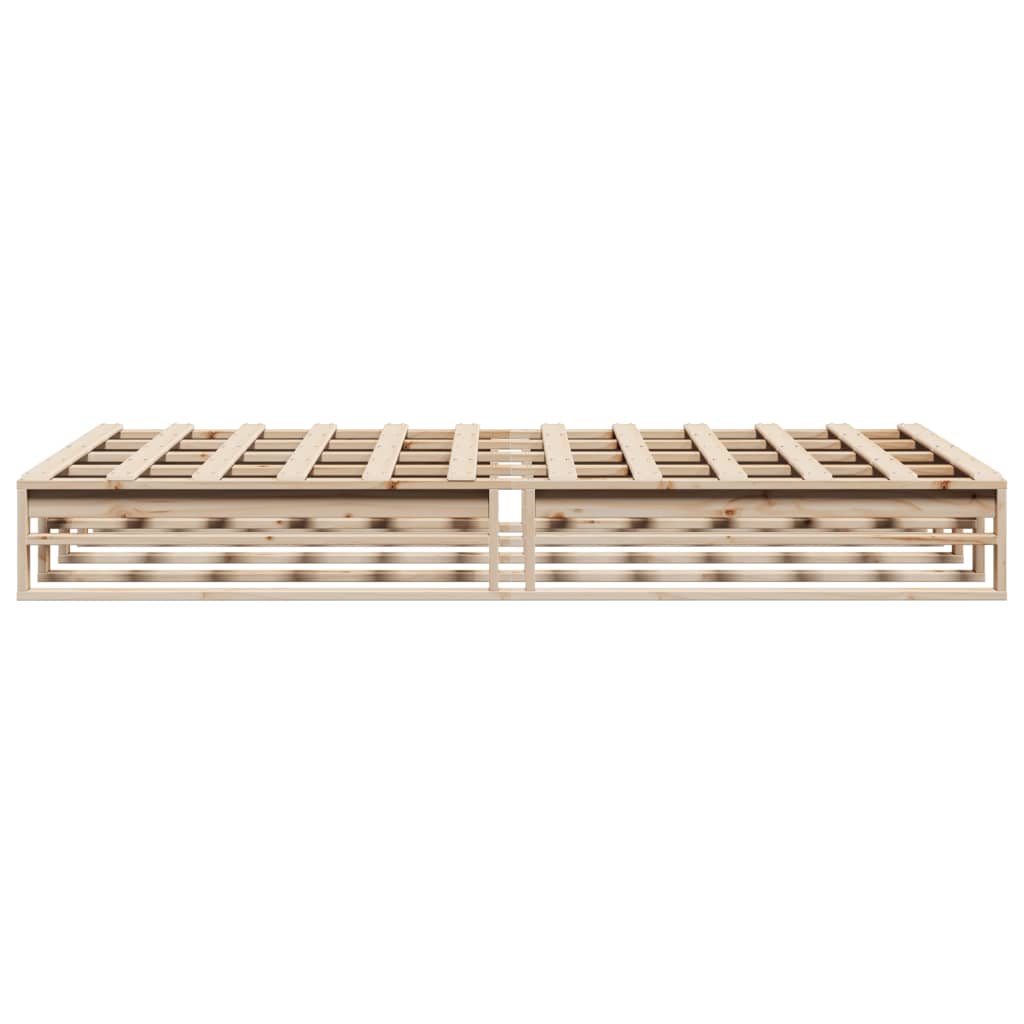 Solid Wood Bed Frame without Mattress 135 x 190 cm Pine Wood