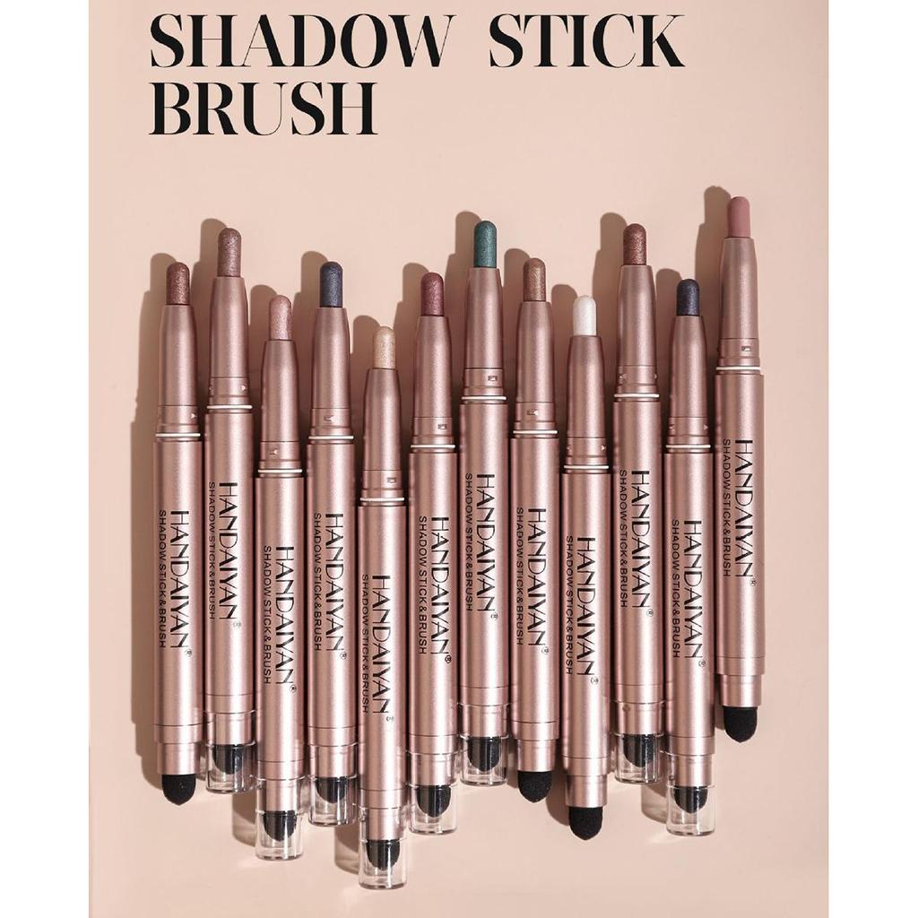 Barra de sombra de ojos de doble cabezal, lápiz resaltador con brillo de diamante, crema Ultra pigmentada de larga duración, pincel para sombra de ojos