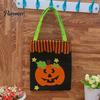 Pumpkin Ghost Printed Totes Halloween Candy Bags, Non-Woven Trick or Treat Tote Bags with Handles, Lightweight Portable Gift Pouches Cute Black