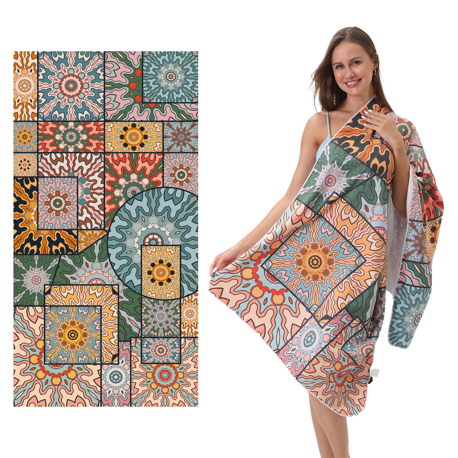 

Adult printed double-sided velvet beach towel quick-drying sports towel microfiber beach towel water absorption 80 * 160 [OPP independent bag]