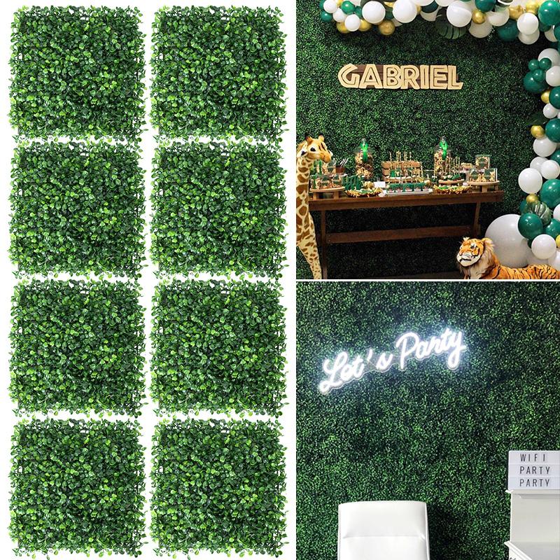 6/10/20pcs Artificial Plants Grass Wall Backdrop Flowers Wedding Boxwood Hedge Panels for Indoor Outdoor Home Garden Wall Decor