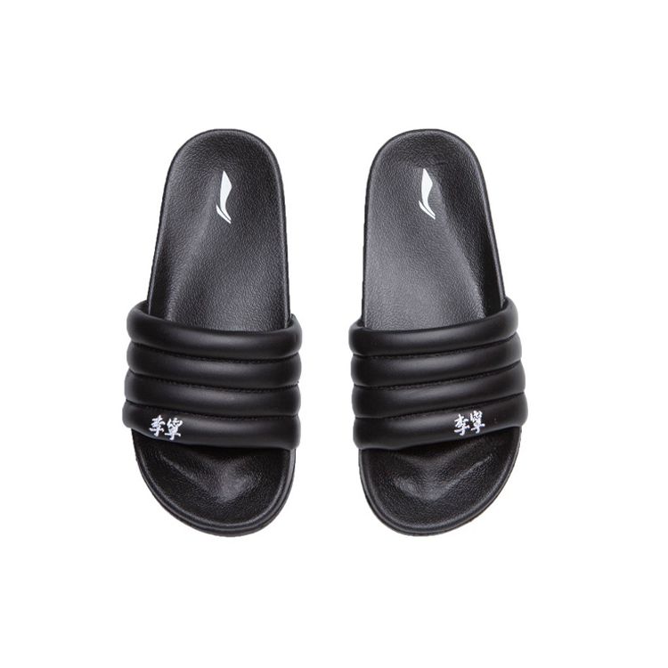 Li Ning Bubble Slide Silent Anti-Wear Slide Sandals Women Footwear Black ABTQ004-1