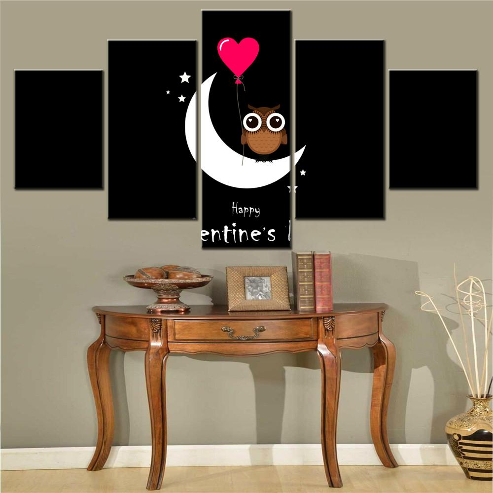 

5 Pieces Canvas Wall Arts Poster Paitning BlackDark Happy Valentine s Day AMOLED Wallpaper Interior Home Decor Picture Printing 20X35 20X45 20X55CM