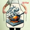 1pc 2D Flat Printed Oil Pan Fried Egg Pattern Apron with Smoke and Splatter Design, Durable Fabric, with Adjustable Shoulder Straps, Suitable for Make