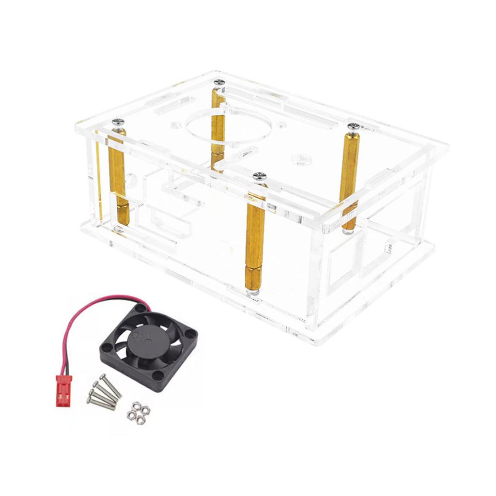 Acrylic Enclosure Box Cooling Fan for Orange Pi 3B Development Board Case Outer Shells with Cooling Fan Heat Sink