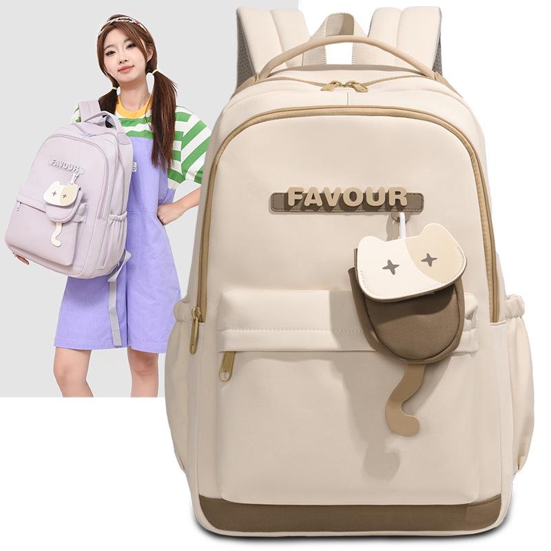 Stylish Solid Color Backpack for Middle and College Girls: Korean-Inspired, Large Capacity