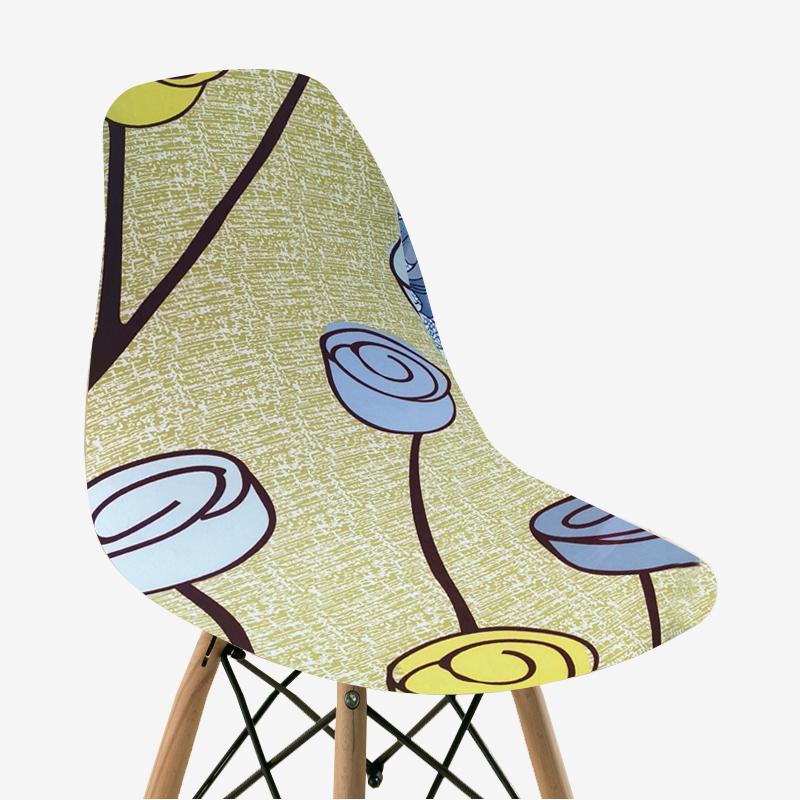 Floral Printed Shell Chair Covers Elastic Seat Cushion Cover Protector for Chairs Fitted Kitchen Living Room for Home Decor 1pc