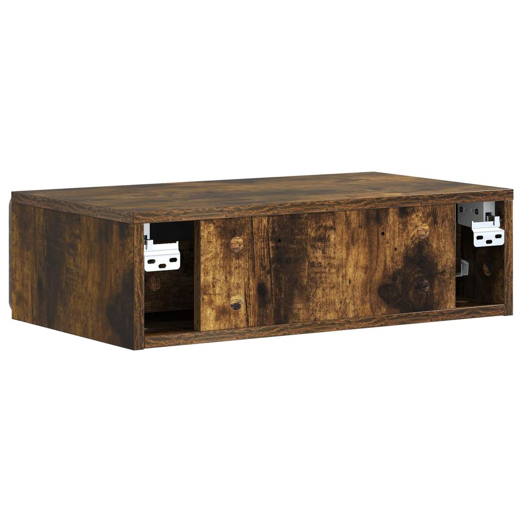 Wall Mounted Side Table Smoked Oak Wood Based Material
