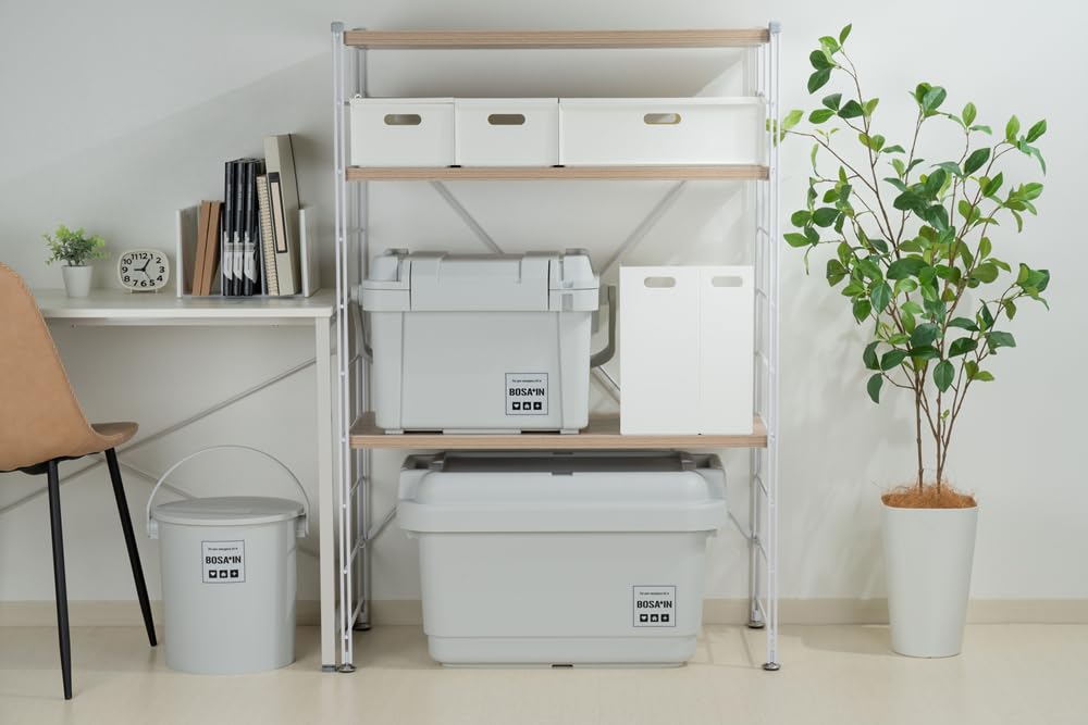 JEJ Astage BOSAIN Sit-On Bucket with Lid, Light Gray, 15L, Made In Japan, Interior Accessories, Toy Storage, Outdoor Use, Emergency Storage, 150kg