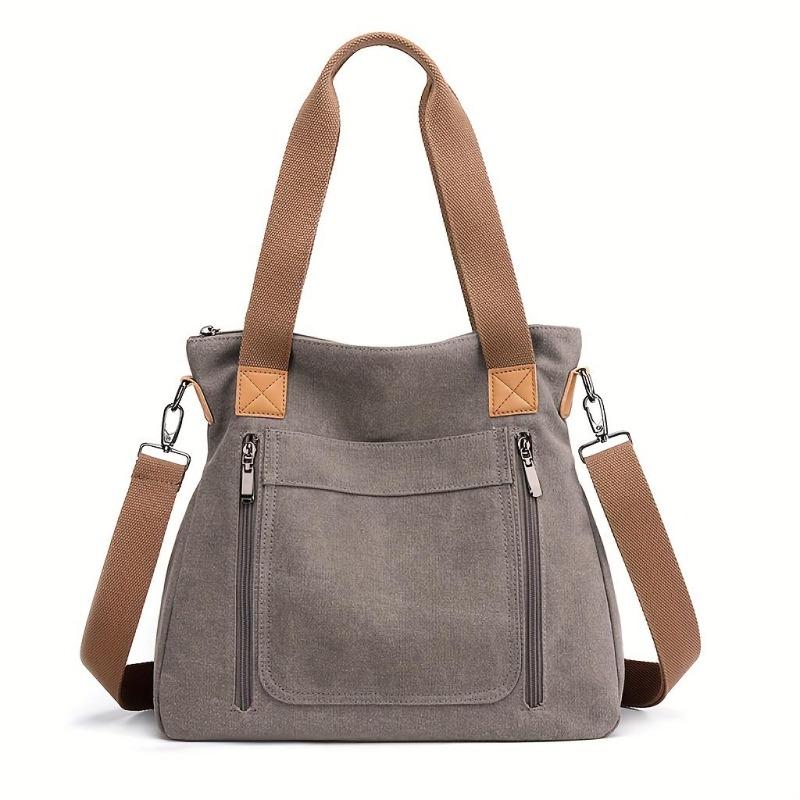 Borsa tote in tela di grande capacità Borsa a tracolla leggera e resistente Borsa da pendolare pratica casual