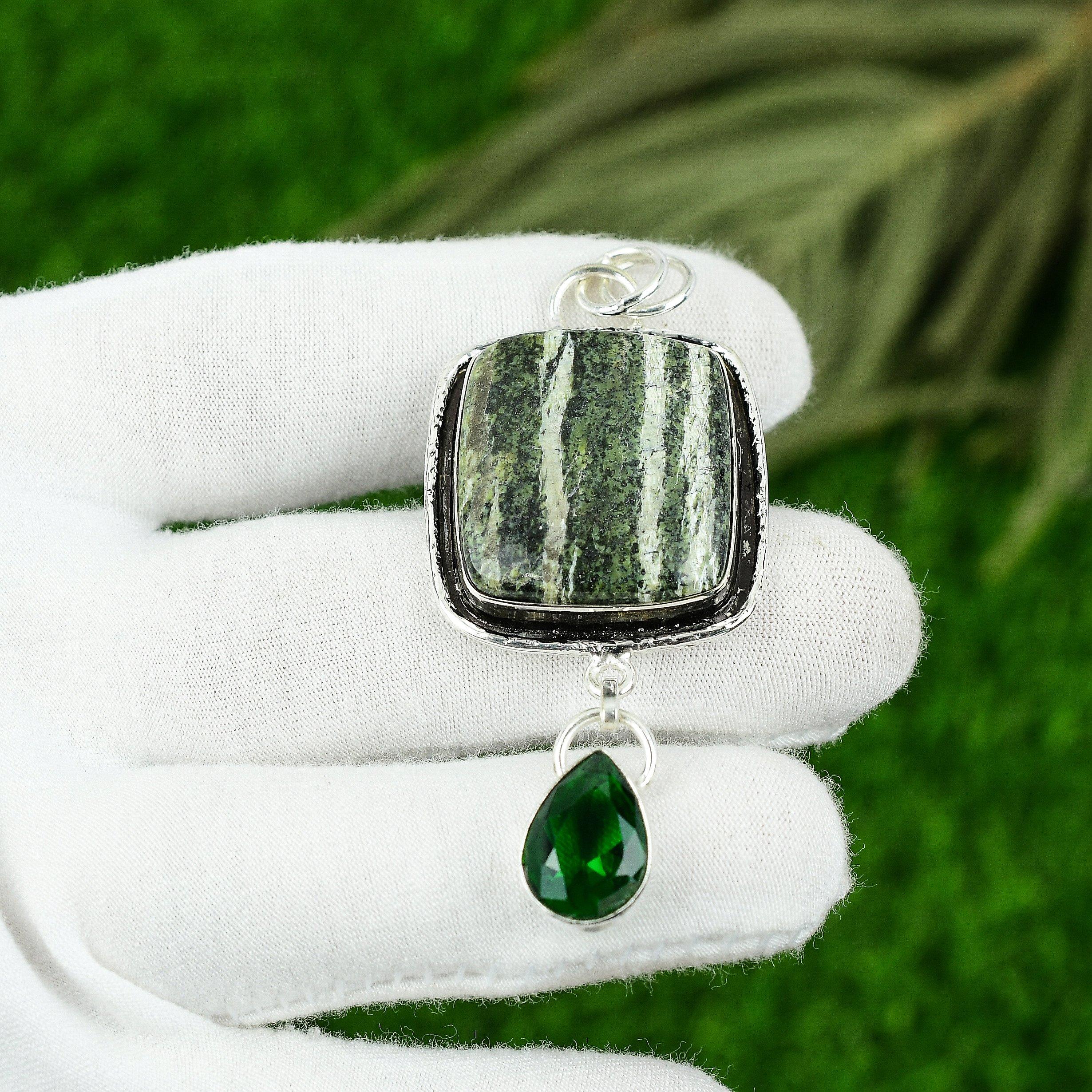 

Natural Green Swiss Opal Gemstone Jewelry 925 Sterling Silver Pendant For Girls