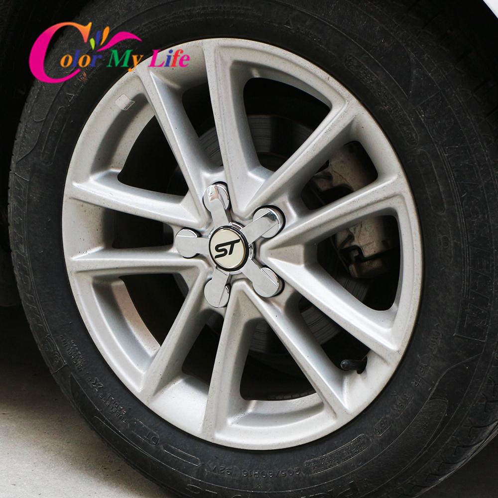 Color My Life 4Pcs/Set Upgrade Car Wheel Screws Protection Cover Wheel Cap Trim for Ford Focus 3 4 2015 - 2018