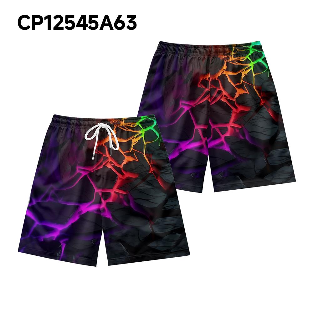 European And American Dark Natural Lightning Element Men'S Casual Shorts Beach Pants