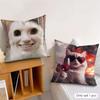 Speechless Cat Funny Cute Cushion Cover Silky Short Plush Invisible Zipper Dustproof Sofa Pillow Case For Home Decor