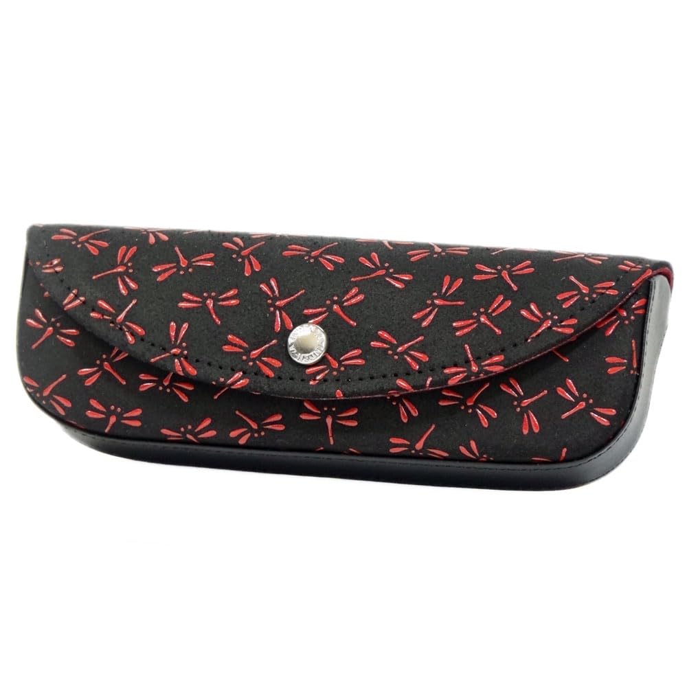

Inden H Очки Кожа черного оленя с красной стрекозой x x Жесткий чехол Inden-ya, Маленький, 4210, Лак, Рисунок, 5,3 см 15,7 см 3 см, Тонкий,