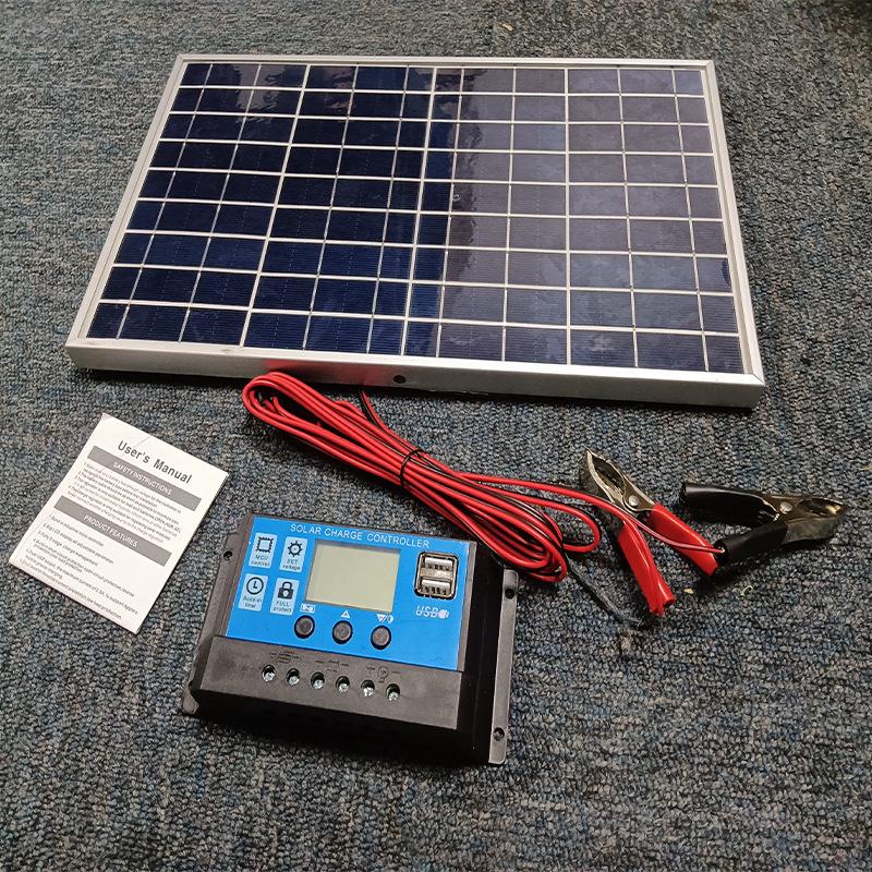Monocrystalline 10W Framed Solar Panel Set with 3m Wire & 12V/18V Controller
