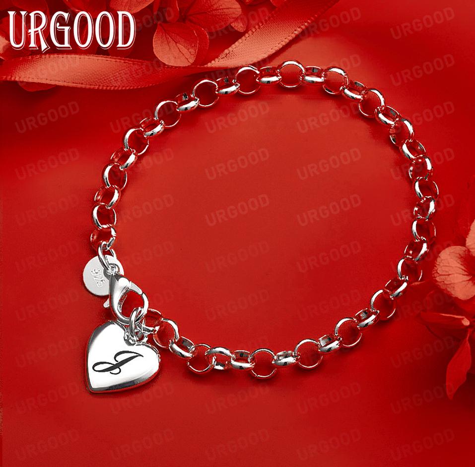 925 Sterling Silber Seitenkette mit Buchstaben Exquisites Armband Geschenk Schmuck