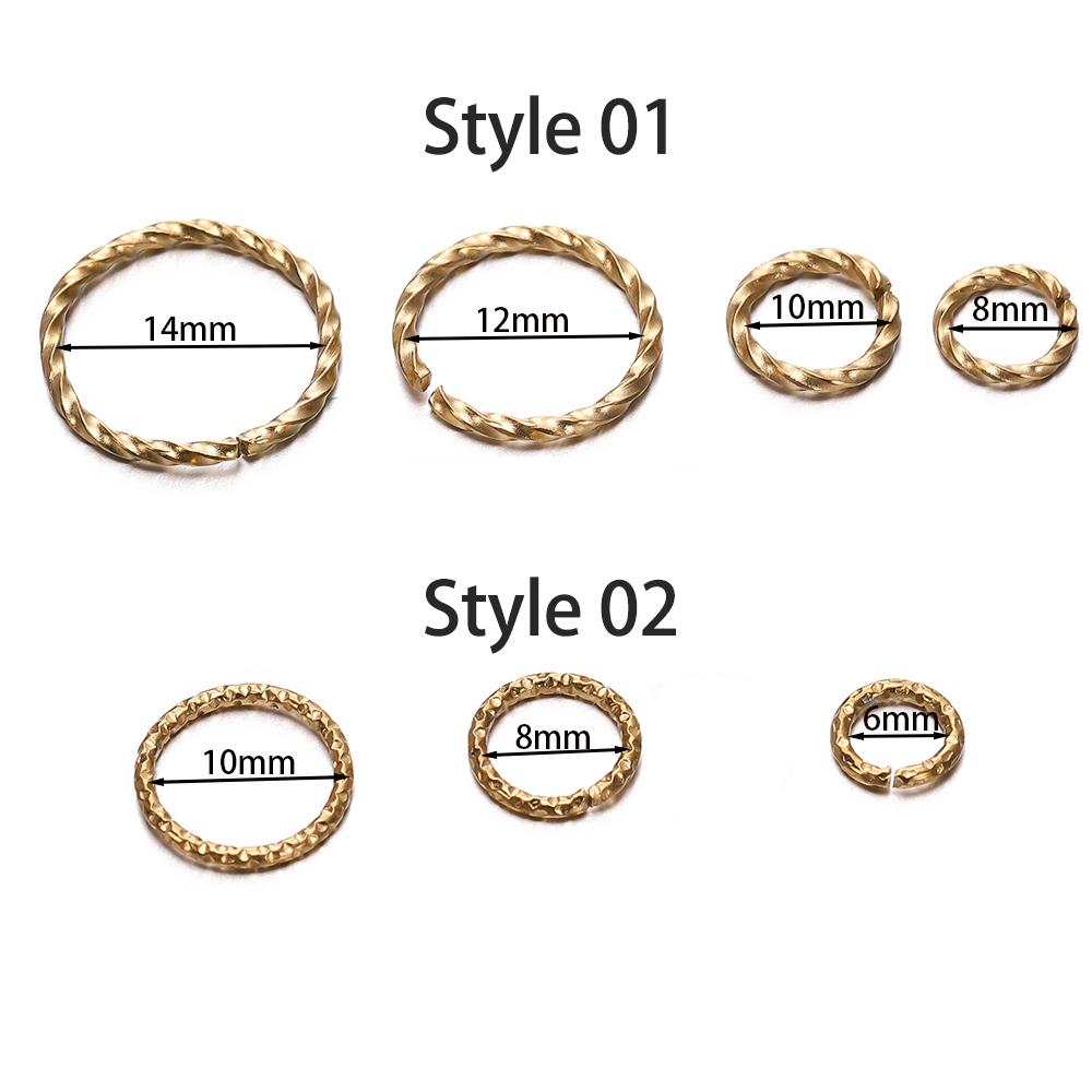 50 Stück/Los Edelstahl Runde Geprägte Biegeringe Verdreht Offen Spaltring Verbinder für Schmuckherstellung Zubehör Bastelbedarf DIY