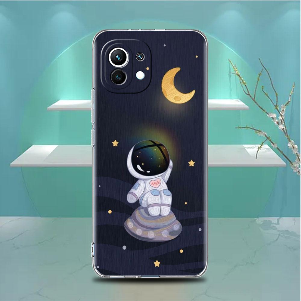 Astronaut Universe Clear Case For Xiaomi Mi Poco X3 NFC M3 Pro F3 F1 11 Lite 12 Note 10 11T 9T Transparent Phone Cover