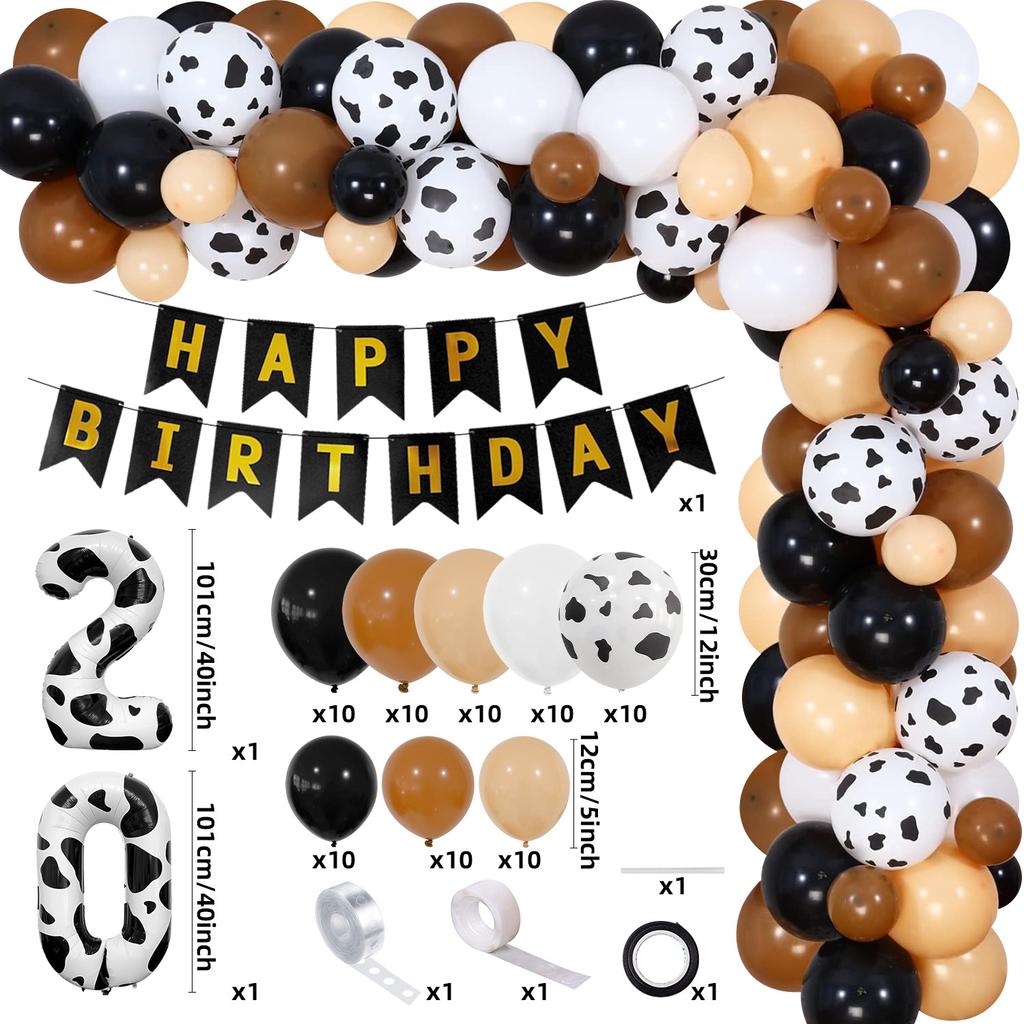 Farm Theme Balloon Wreath Set Birthday Party Flag Cow Digital Balloon Chain Set Arrangement