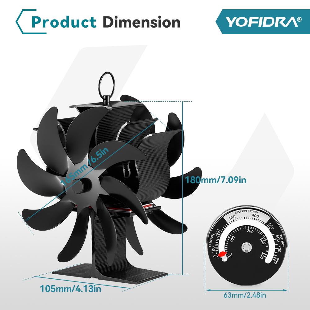 16 Blades Heat Powered Fireplace Fan Double Sided Log Wood Burner Ecological Efficient Home Heat Distribution Quiet Stove Fan