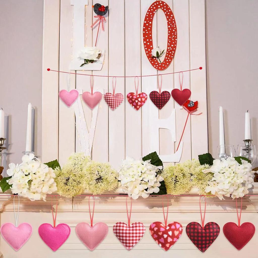 6/12pcs Classic Heart-Shaped Valentine'S Day Decorations, Love Themed Hanging Ornaments for Wedding, Home Decor, Window Display