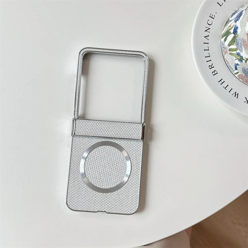 Pro bezdrátové nabíjení Magnetické pokovení Kožené pouzdro na telefon pro Motorola Razr 50 40 Ultra Moto Razr 50 Kryt s ochranou pantu