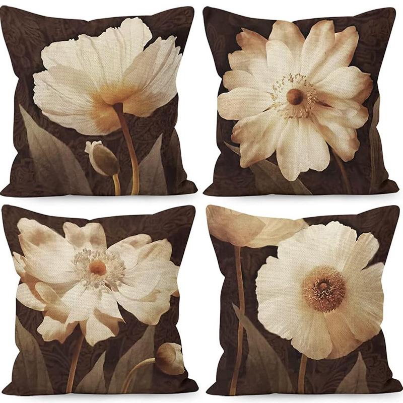 American Retro Linen Peach Leather Velvet Pillow Case Living Room Sofa Office Car Cushion
