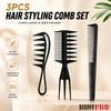 3Pcs Professional Hair Styling Comb Set Barber Taper Comb Fine Wide Teeth Comb Hair Cutting Dye Salon Home Hairdressing Tool