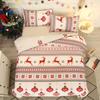 Reversible Christmas Print Bedding Set Christmas Theme Double-sided Printing Duvet Cover Set with Zipper Pillowcase 50x75cm