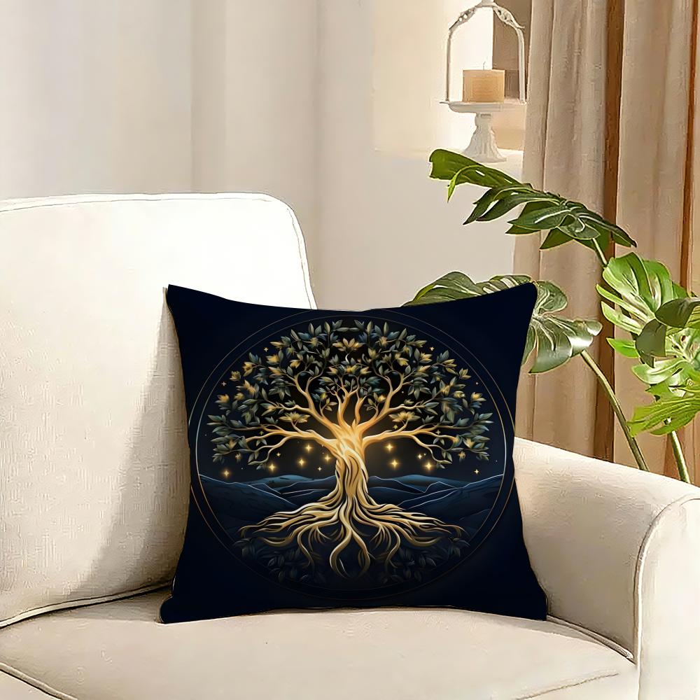Tree of Life Cushion Cover Plant Floral Cushion Cover Reversible Plush Pillow Cover Soft Fluffy Home Decor for Sofa Bedroom