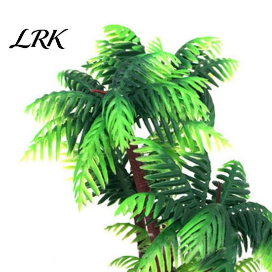 Realistic Aquarium Plants Artificial Plants, Miniature Plastic Coconut Trees, Safe Fish Tank Landscape Accessories for Betta Shrimp Turtles