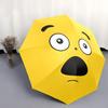 Foldable Yellow Umbrella with Surprised Cartoon Face - 8-Rib Automatic Open Compact Travel Umbrella, Portable Lightweight Desi